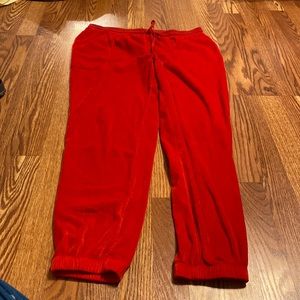red womens large (12-14) maybe velvet\velour pajama pants